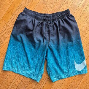 Nike Rush Blue Ombre Volley Swim Trunks Shorts Mesh Liner Lined XL